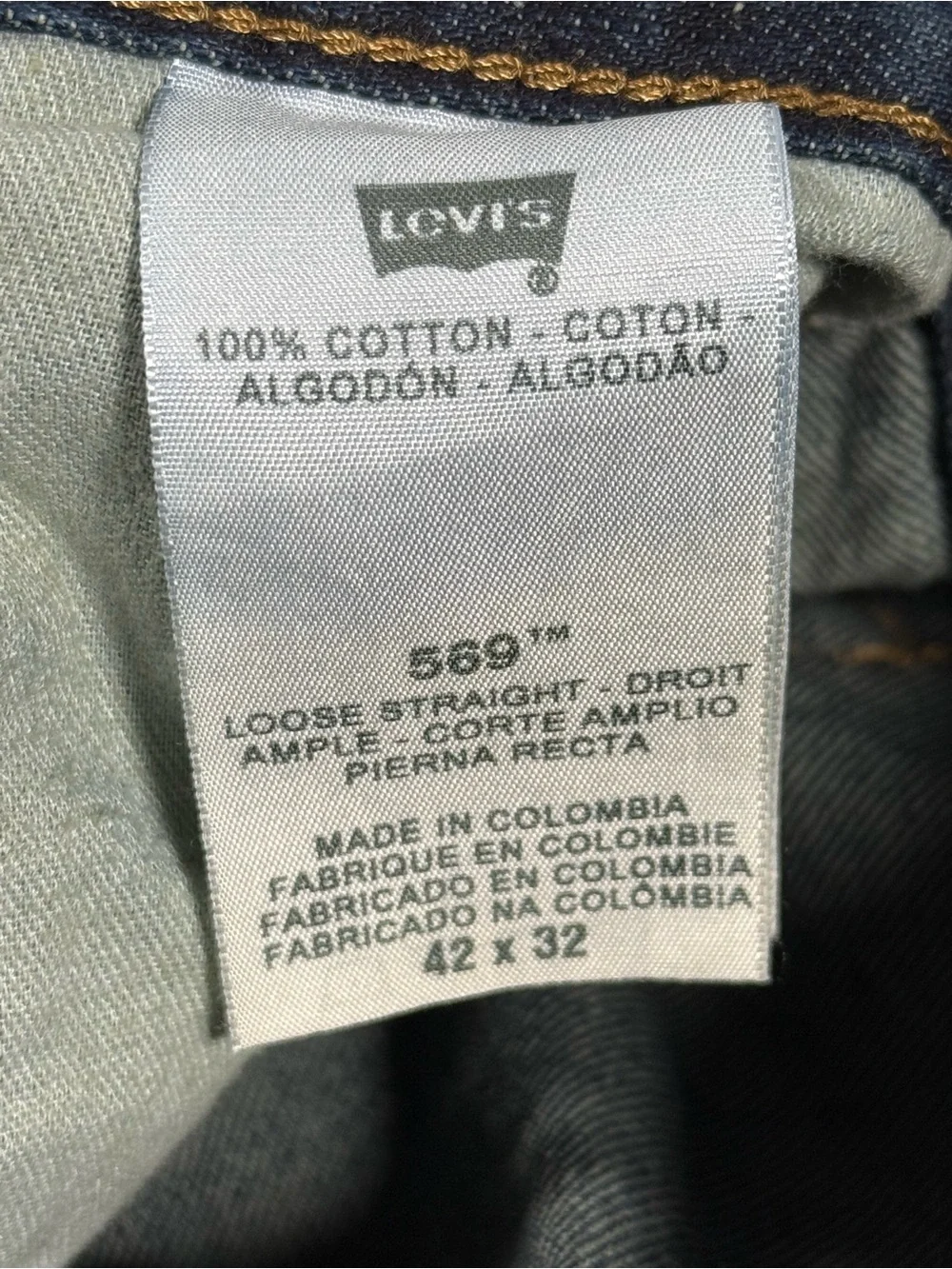 Levi’s 569 Loose Straight Jeans 42x32 Medium Wash Skater Cotton Denim Casual NWT